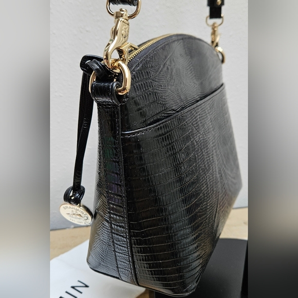 Brahmin Mini Duxbury Leather Adjustable Crossbody Black - Picture 4 of 10